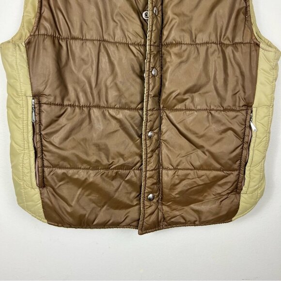 Ski Lift It Brown and Beige Zip Up Vintage Puffer Vest Women Size M - Picture 7 of 14